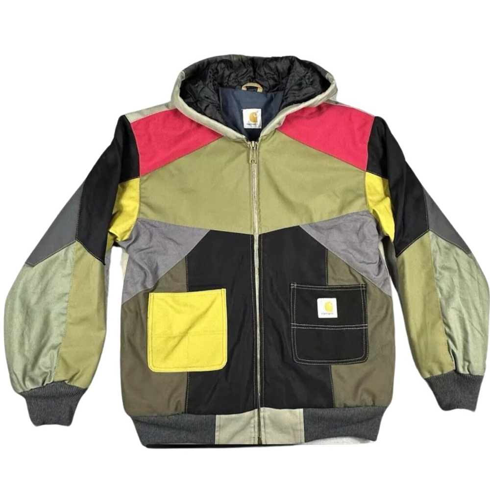 Carhartt Tan and Blue Bomber Jacket with Elastic Cuffs